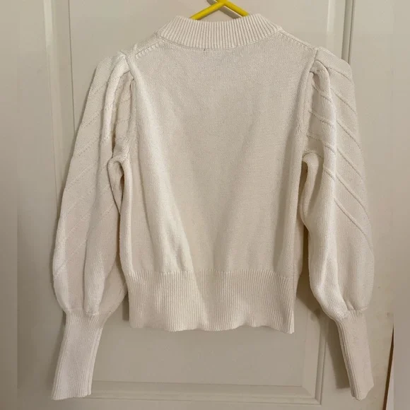 French Connection Balloon Sleeve Cropped Sweater Cream Size Small Small - Picture 5 of 9
